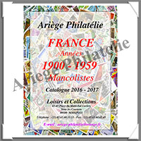MANCOLISTE des Timbres Courants de FRANCE - 1900  1959