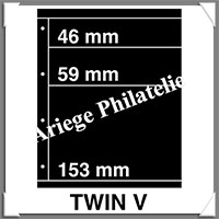 KOSMOS - Feuilles TWIN V - NOIRE - Bandes varies  : 246, 59 et 153*260 mm - Paquet de 5 Feuilles (TWIN V)