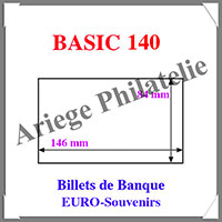 POCHETTES de Protection - BASIC 140 - BILLETS EURO-SOUVENIRS - 146x84 mm - Paquet de 50 (359380 ou BASIC 140)