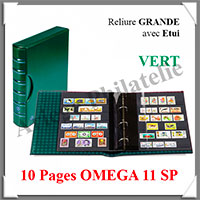 Reliure GRANDE Classic + Etui - VERT - Acvec 10 Pages OMEGA 11 SP (348047 ou CLGRSETOM11SP-G)