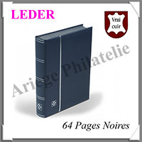 Classeur LEDER - CUIR - 64 Pages NOIRES - BLEU (356722 ou LZS4-32L-BL)
