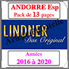 ANDORRE Espagnole - Pack 2016 à 2020 - Timbres Courants (T123)-16 Lindner