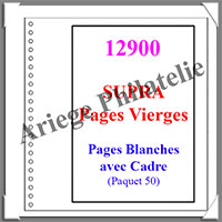 Pages Rgent SUPRA Vierges - Blanches AVEC Cadre - Paquet de 50 Pages (12900)