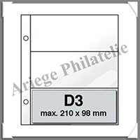 GAINES D3 - 3 Poches TRANSPARENTES : 210*98 mm - Paquet de 10 Gaines (GAINES D3)