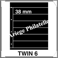 KOSMOS - Feuilles TWIN 6 - NOIRE - 6  Bandes : 38*260 mm - Paquet de 5 Feuilles (TWIN 6)