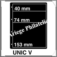 KOSMOS - Feuilles UNIC V - NOIRE - Bandes varies : 40, 74 et 153*260 mm - Paquet de 5 Feuilles (UNIC V)