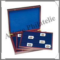 COFFRET ACAJOU - 3 Etages - 60 Cases Carres de 50x50 mm - QUADRUM ou Etuis Cartonns (304747 ou HMK3T20M BL)