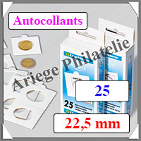 CADRES MONNAIES Autocollants - 22,5 mm - Boite de 25 (320198 ou KRS22,5)