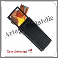 LOUPE de POCHE CLIC - Avec ECLAIRAGE - Grossissement x5 - Lentille 40x36 mm (307300 ou LU170)