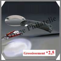 LOUPE  MANCHE CHOPARZ - 2 LED - Grossissement x2,5 - Lentille 75 mm (307746 ou LU4LED)