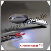 LOUPE  MANCHE CHOPARZ - 2 LED - Grossissement x2 - Lentille 90 mm (322400 ou LU5LEDM)