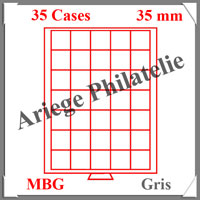 MEDAILLIER Gris - 35 Compartiments Carrs de 35 mm (321192 ou MBG35)