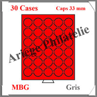 MEDAILLIER Gris - 30 Cases pour Capsules de 33 mm (335325 ou MBGCAPS33)