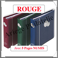 Reliure NUMIS - SANS Etui assorti - ROUGE - Avec 5 Pages Monnaies (300704 ou NUMISR)