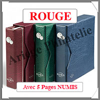 Reliure NUMIS - AVEC Etui assorti - ROUGE - Avec 5 Pages Monnaies (338789 ou NUMISSETR)