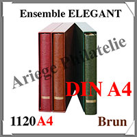 Ensemble ELEGANT - DIN A4 - BRUN CLAIR - Reliure avec Etui assorti (1120A4-H)