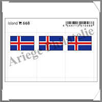 ETIQUETTE Autocollante - DRAPEAU - ISLANDE (Drapeau 668)