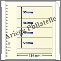 Feuilles NEUTRES - LINDNER T - 4 BANDES - 189x55, 46, 46 et 59 mm (802404)