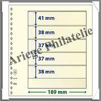 Feuilles NEUTRES - LINDNER T - 5 BANDES - 189x41, 38, 37, 37 et 38 mm (802501)