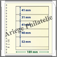 Feuilles NEUTRES - LINDNER T - 5 BANDES - 189x41, 31, 41, 40 et 52 mm (802504)