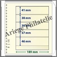 Feuilles NEUTRES - LINDNER T - 5 BANDES - 189x41, 38, 38, 37 et 46 mm (802505)