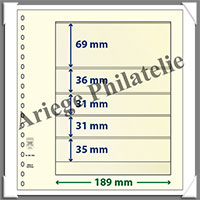 Feuilles NEUTRES - LINDNER T - 5 BANDES - 189x69, 36, 31, 31 et 35 mm (802506)