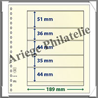 Feuilles NEUTRES - LINDNER T - 5 BANDES - 189x51, 36, 44, 35 et 44 mm (802509)