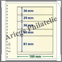 Feuilles NEUTRES - LINDNER T - 5 BANDES - 189x36, 29, 36, 30 et 81 mm (802513)