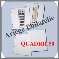 TOUS PAYS - Feuilles BLANCHES Quadrilles avec Encadrement Noir - Paquet de 50 Feuilles (QUADRIL50 ou 328549)