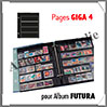 Pages FUTURA Plastique Noir - GIGA 4 - 4 Bandes : 62x230 mm - Paquet de 5 Pages (1794) Yvert et Tellier