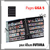 Pages FUTURA Plastique Noir - GIGA 5 - 5 Bandes : 49x230 mm - Paquet de 5 Pages (1799) Yvert et Tellier