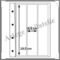 Pages INITIA Plastique Transparentes - INITIA 3V - 3 Bandes Verticales : 65*245 mm - Paquet de 10 Pages (24418)